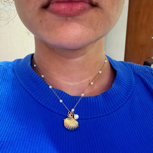 Starfish Seashel Pearl 18KGold Plated Stainless Steel Waterproof Necklace - Picture 11 of 17